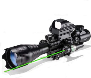 Rifle Scope Combo 4-16x50EG Dual Illuminated with Green Laser Sight 4 Holographic Reticle Red/Green Dot for Weaver/Rail Mount