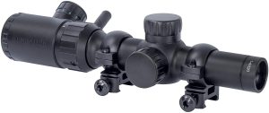 Monstrum 1-4x20 Rifle Scope with Rangefinder Reticle and Medium Profile Scope Rings